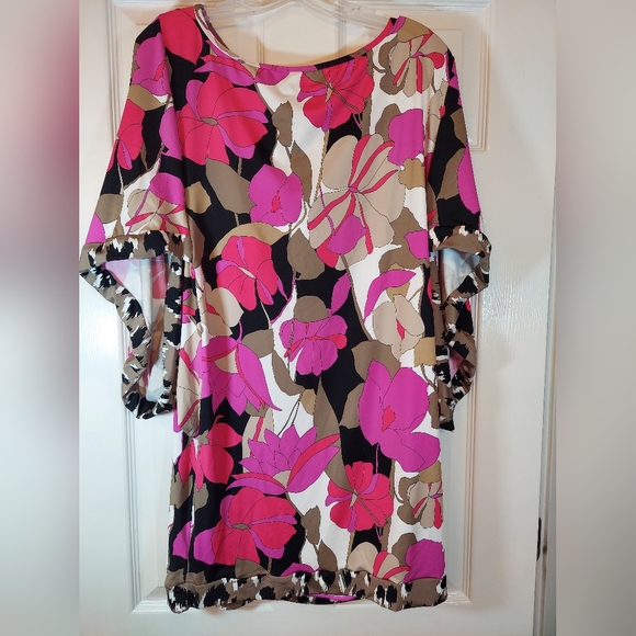 Trina Turk Other - NWT Trina Turk Lynx Tunic swim cover-up multi color floral stretch mini dress XL